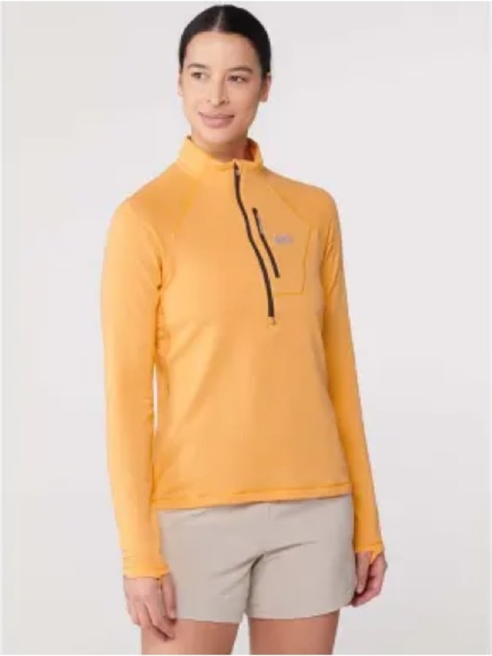 REI Co-op Polartec Grid Top Gorpcore Trail Hiking Running XS Yellow Half Zip